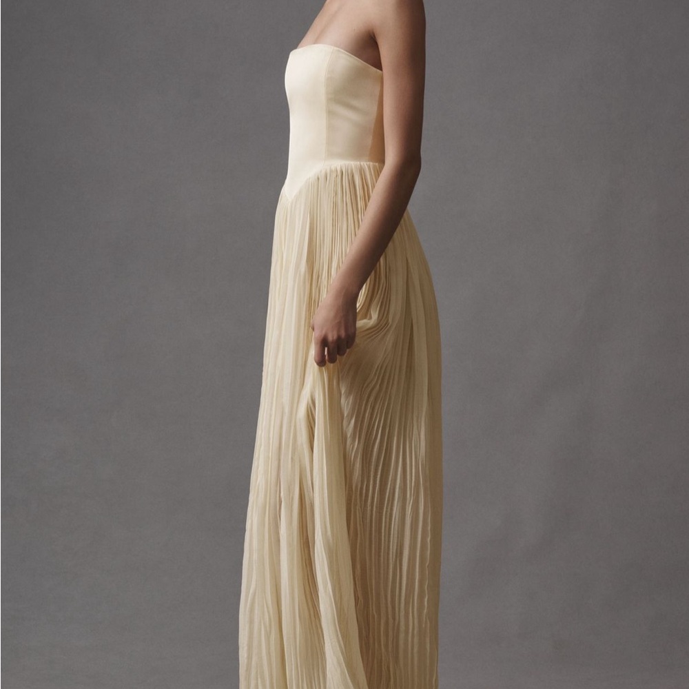 Anthropologie Cream Strapless Maxi Dress